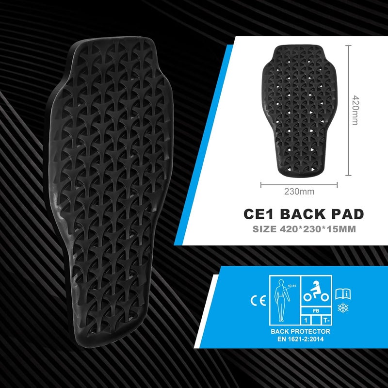 Lyndwin Universal Motorcycle Back Protector Insert, CE Level 2 Armor Insert Pads Set of 5pcs Level 1 Back Armor Protection Pad and Elbow and Shoulder Pads for Motorcycle Jacket, Black - Image 5